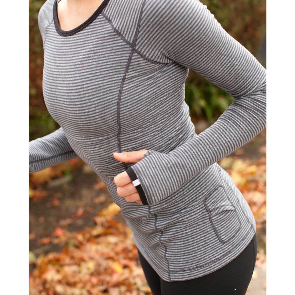 Lululemon Run: Turn Around Long Sleeve In Deep Coal Mini Check Size 10 - Picture 4 of 12
